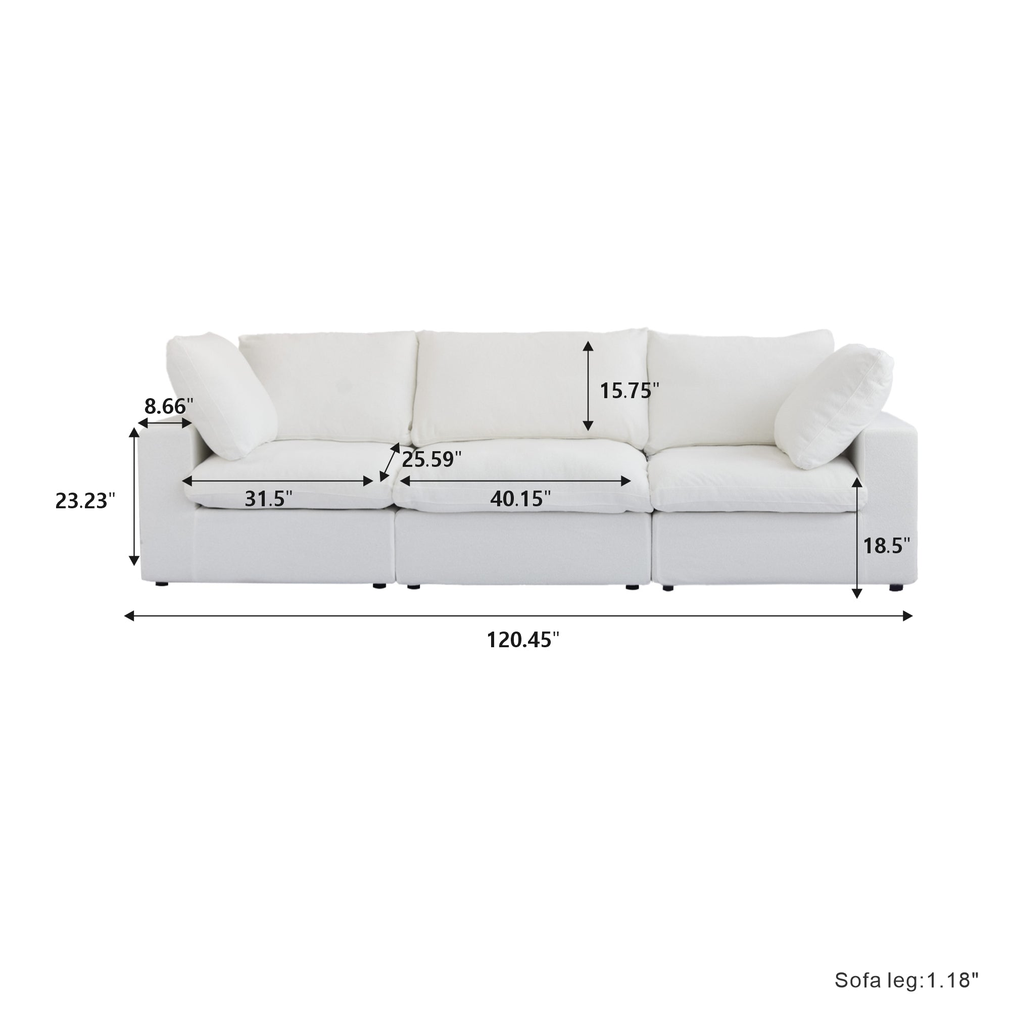 Valen Modular Washable 3 Seater - Mirewood modular sofa