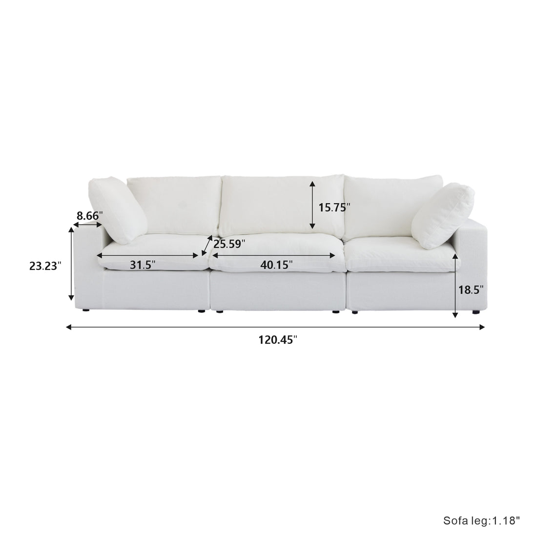 Valen Modular Washable 3 Seater - Mirewood modular sofa