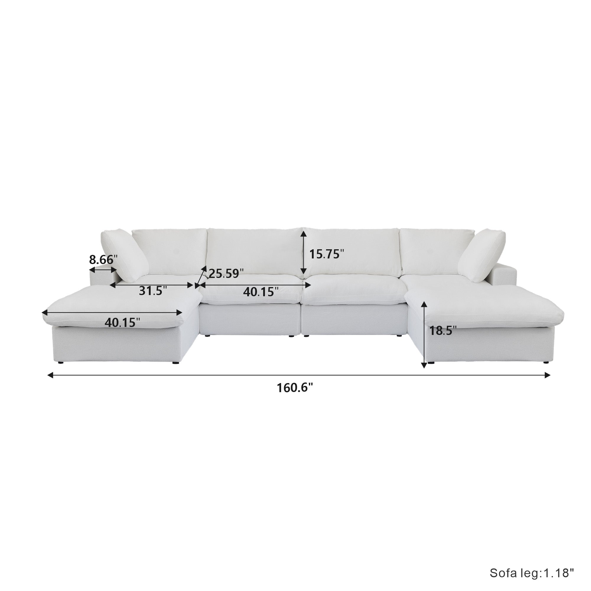 Valen Modular Washable 4 Seater U-Sectional - Mirewood modular sofa