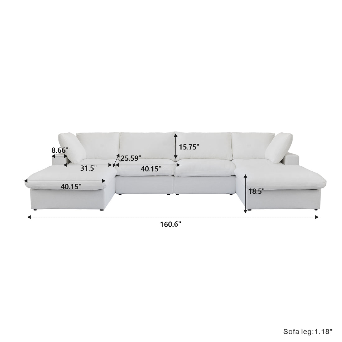 Valen Modular Washable 4 Seater U-Sectional - Mirewood modular sofa