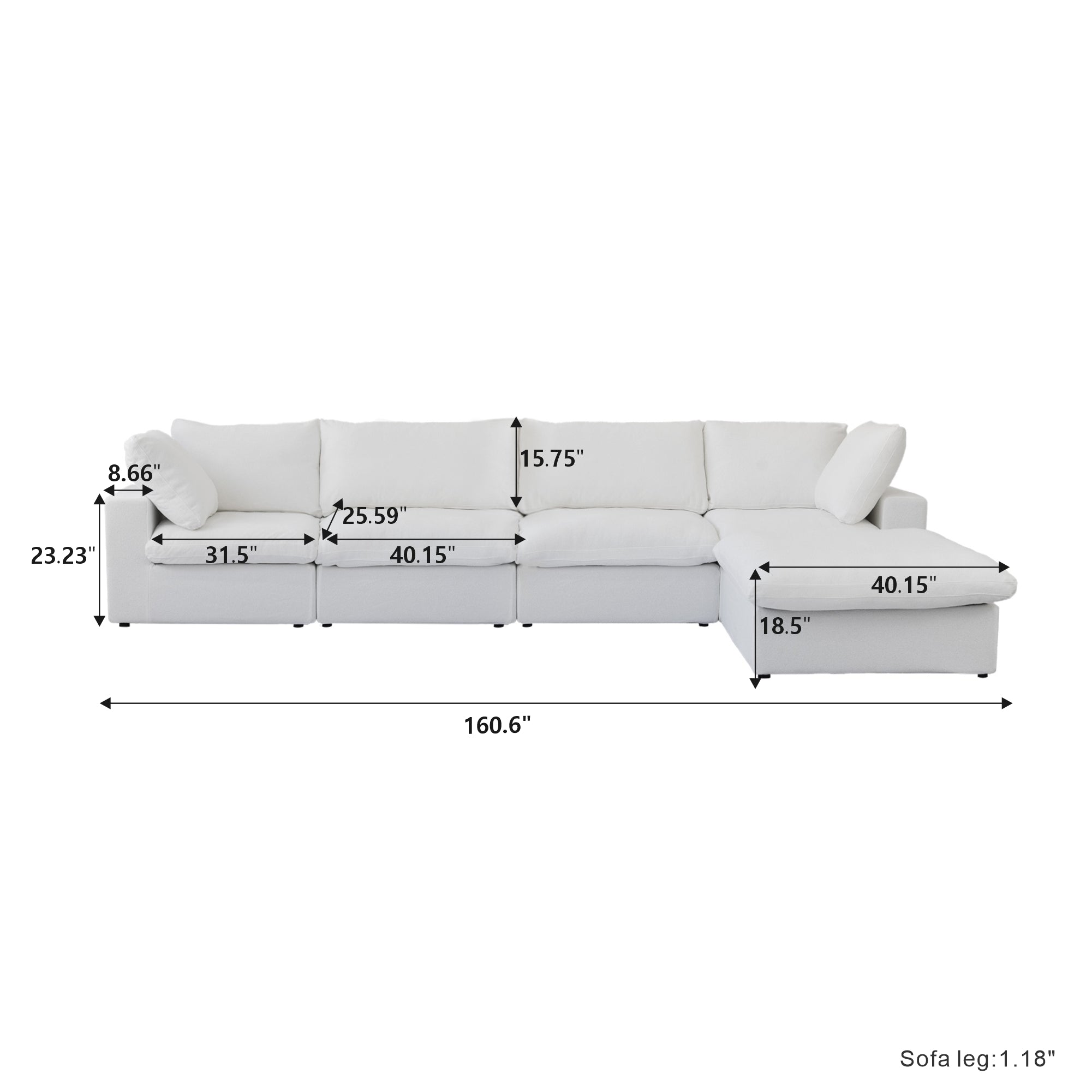 Valen Modular Washable 4 Seater Sectional - Mirewood modular sofa
