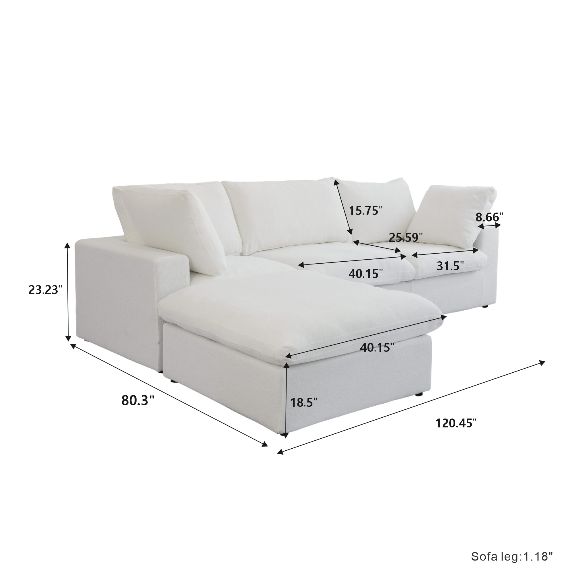 Valen Modular Washable 3 Seater Sectional - Mirewood modular sofa