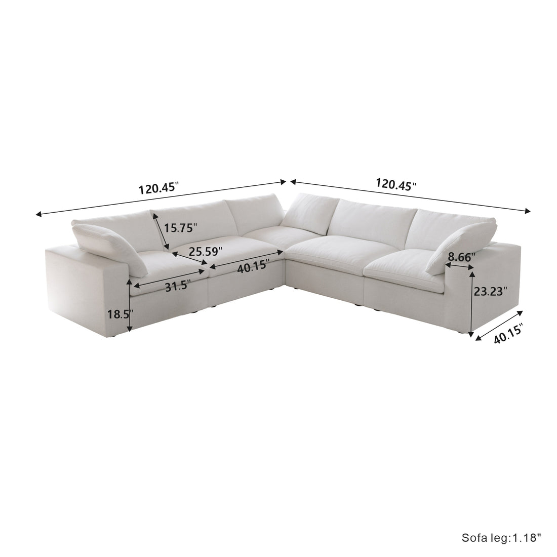 Valen Modular Washable 5 Seater Corner Sectional - Mirewood modular sofa