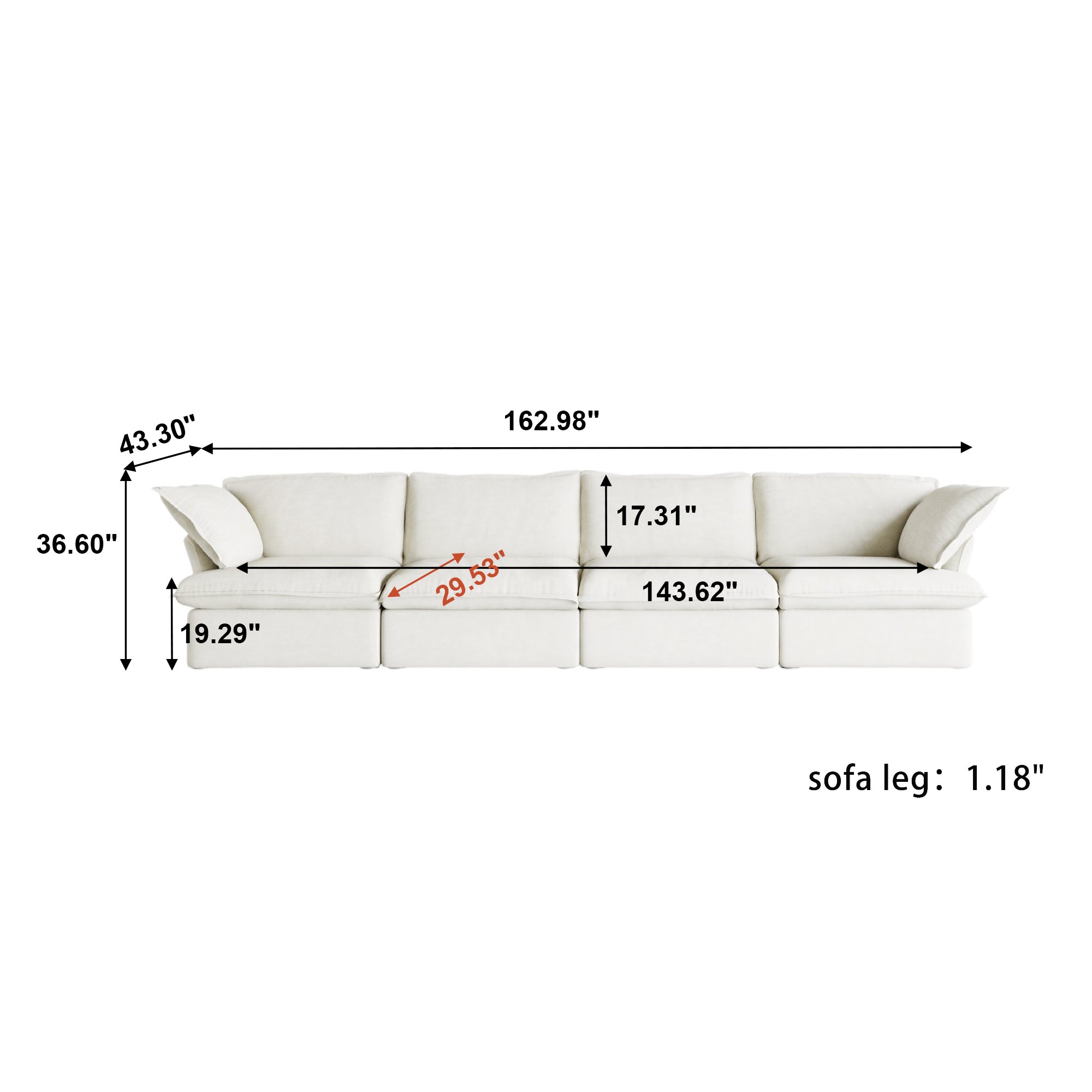 Mirewood Halo 4-Seater Modular Cloud Sofa | Washable Covers
