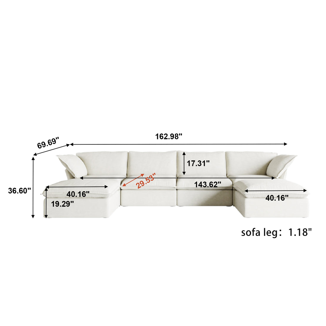 Halo Modular Washable 4 Seater U-Sectional