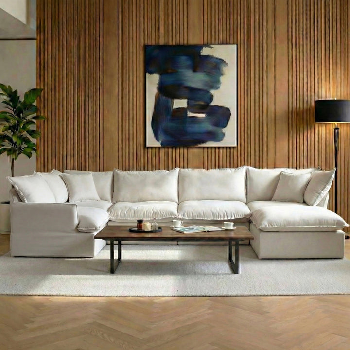 Mirewood Halo 4-Seater U-Sectional Cloud Sofa styled in a living room