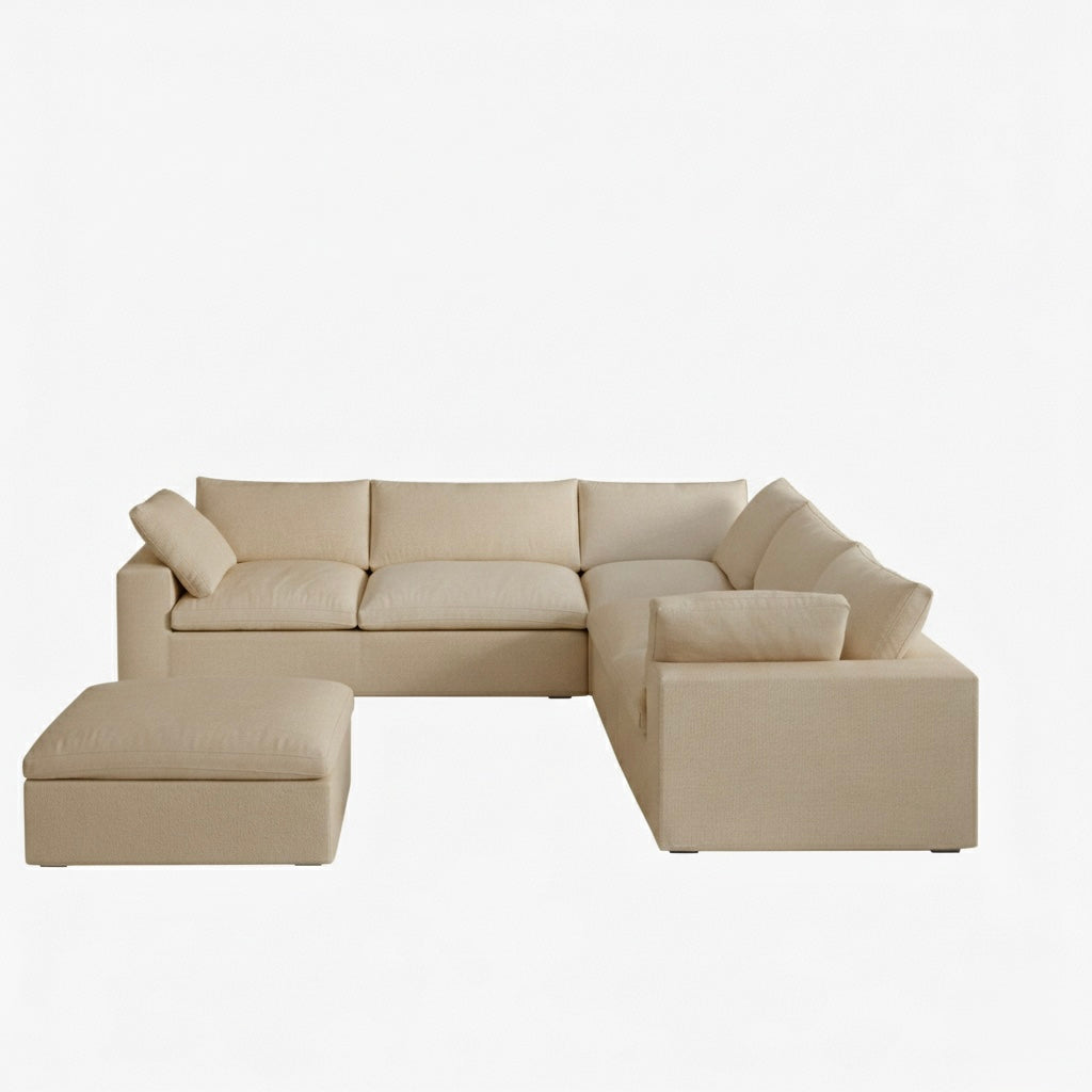 Valen Modular Washable 5 Seater Sectional + Ottoman - Mirewood modular sofa