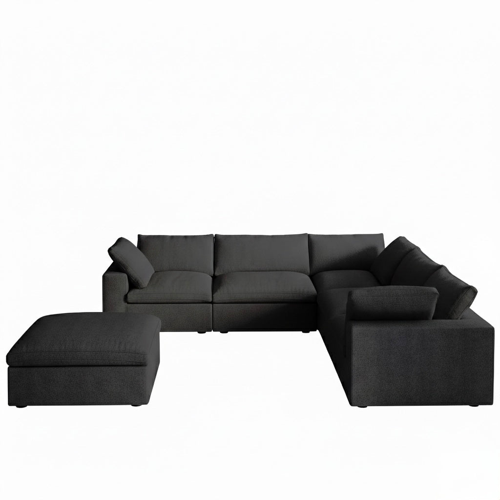 Valen Modular Washable 5 Seater Sectional + Ottoman - Mirewood modular sofa