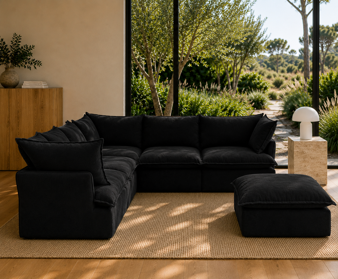 Mirewood Halo 5-Piece Corner Sectional with Ottoman - washable modular cloud sofa