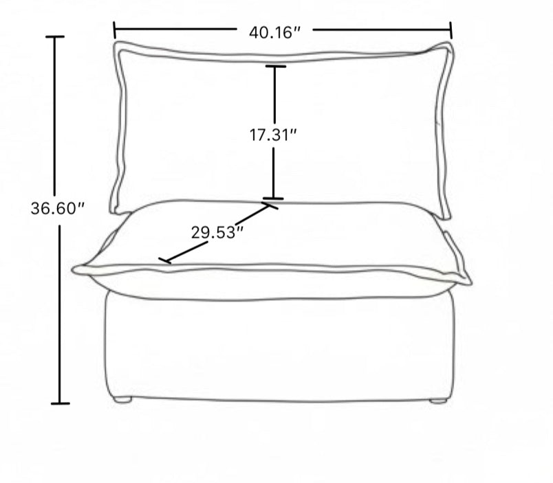 Valen Middle Piece Modular Washable Sectional - Mirewood modular sofa