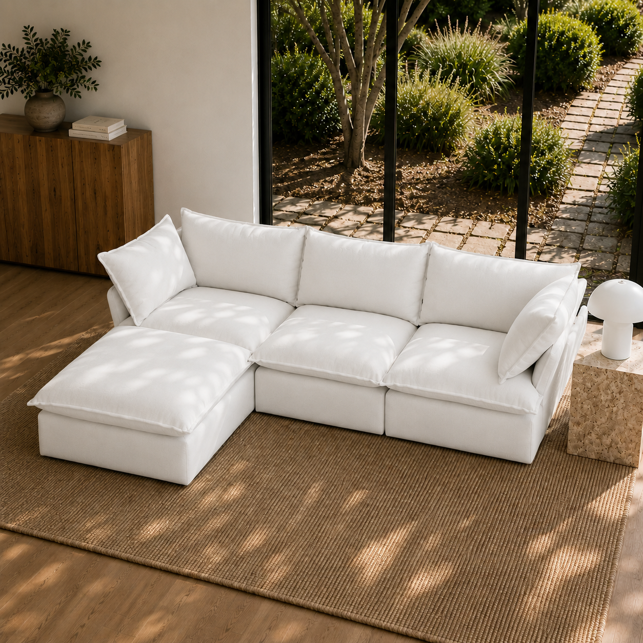Mirewood Halo 3-Seat L-Shape Machine-Washable Sectional Sofa