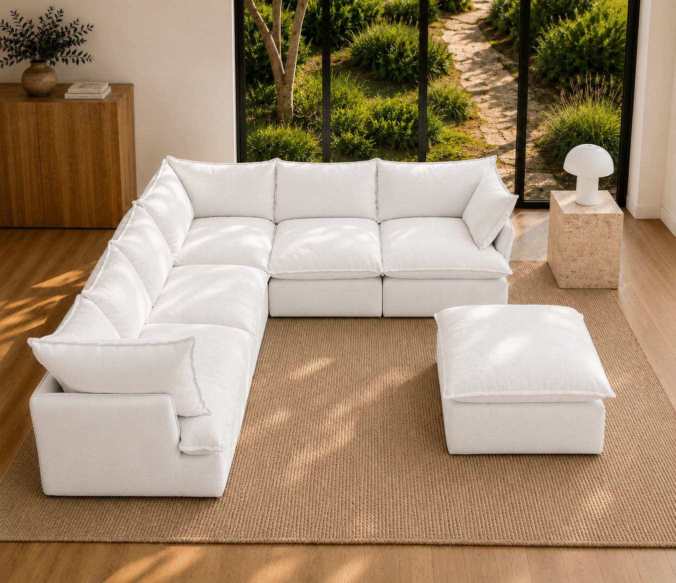 Mirewood Halo 5-Piece Machine-Washable Sectional with Ottoman