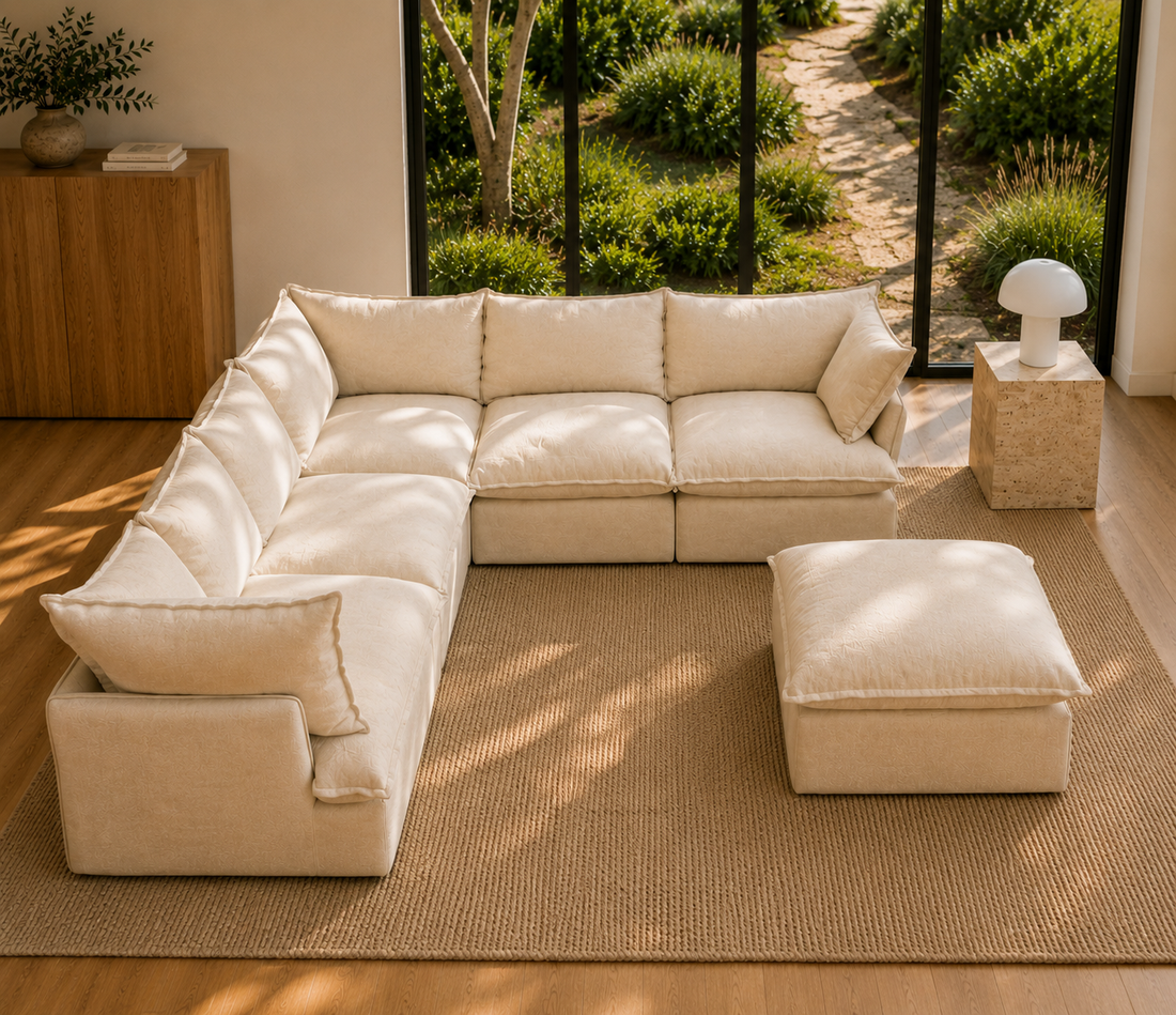Mirewood Halo 5-Piece Machine-Washable Sectional with Ottoman