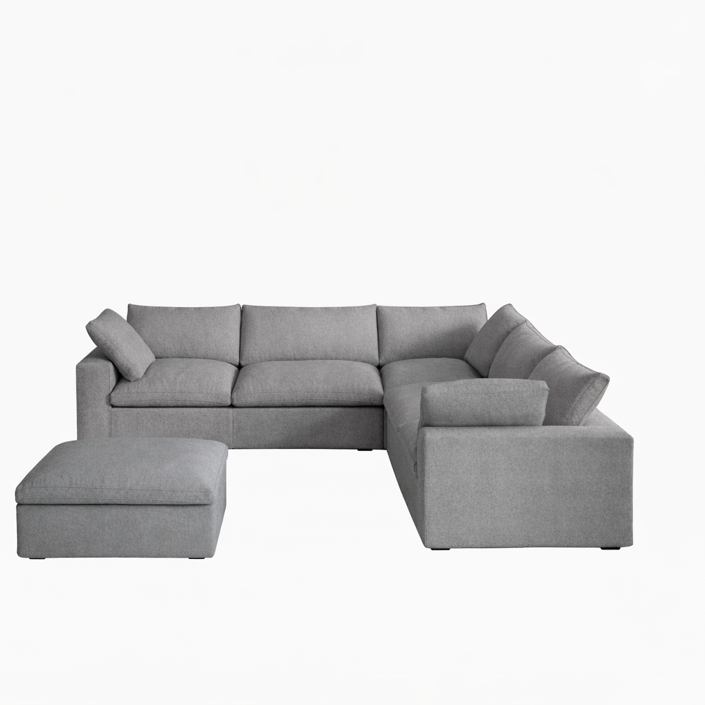 Valen Modular Washable 5 Seater Sectional + Ottoman - Mirewood modular sofa