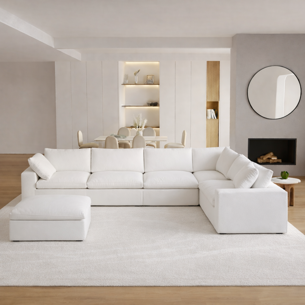 Valen Modular Washable 5 Seater Sectional + Ottoman - Mirewood modular sofa