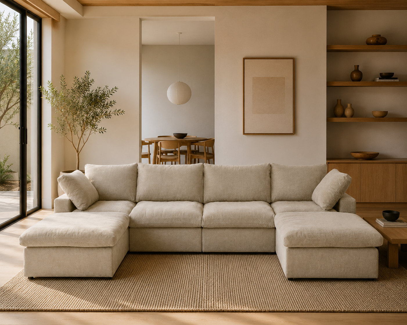 Mirewood Valen 4-Seat U-Shape Machine-Washable Sectional Sofa
