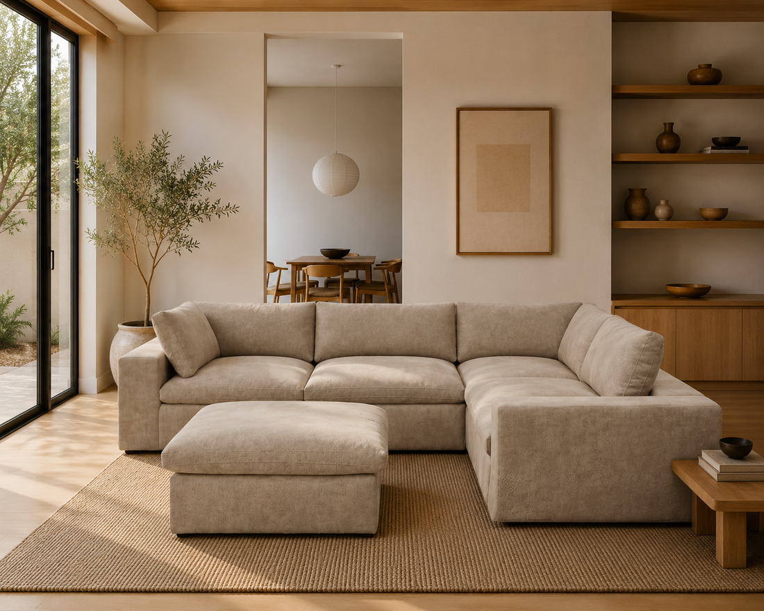 Mirewood Valen 5-Piece Machine-Washable Sectional with Ottoman