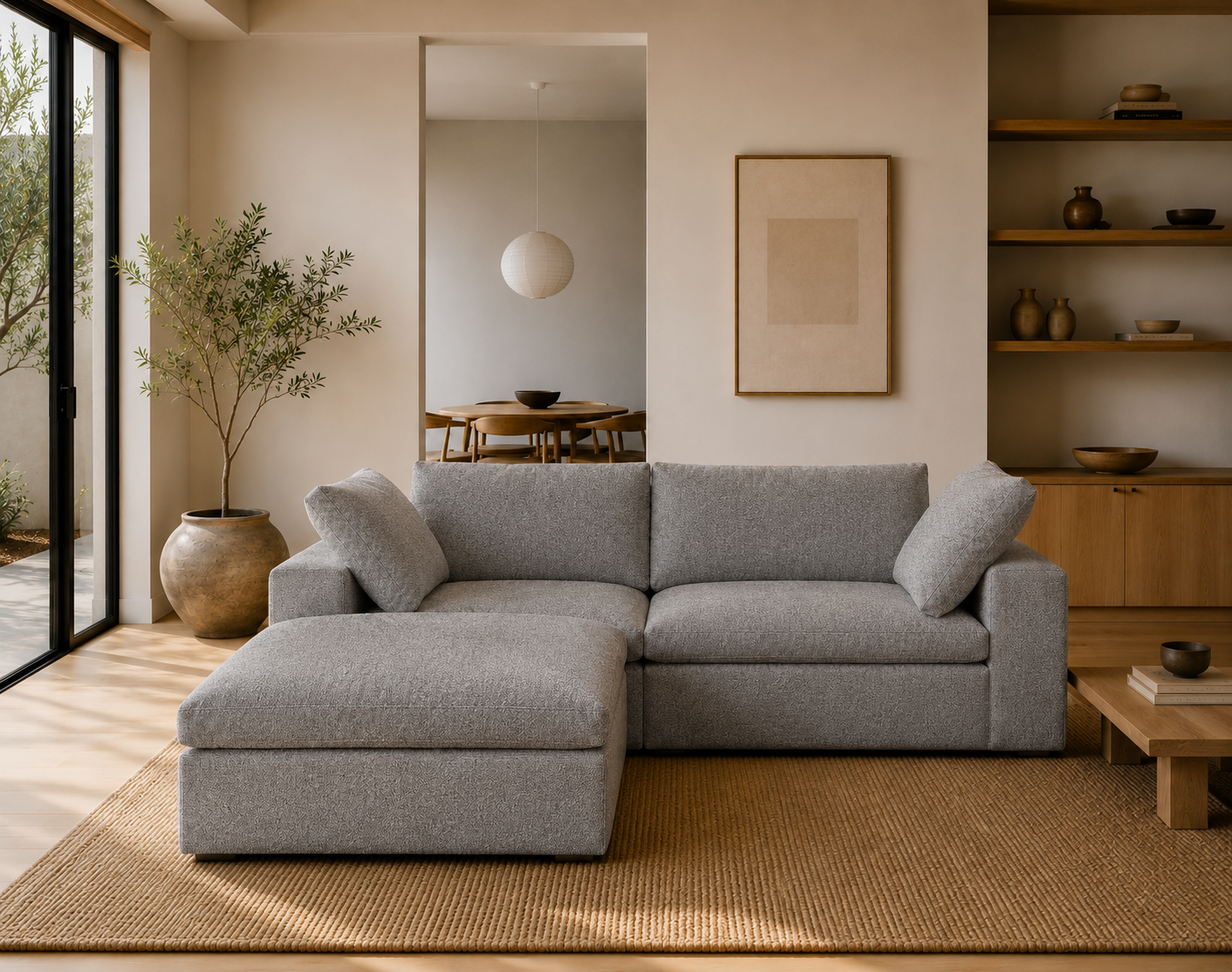 Mirewood Valen 2-Seat L-Shape Machine-Washable Sectional Sofa