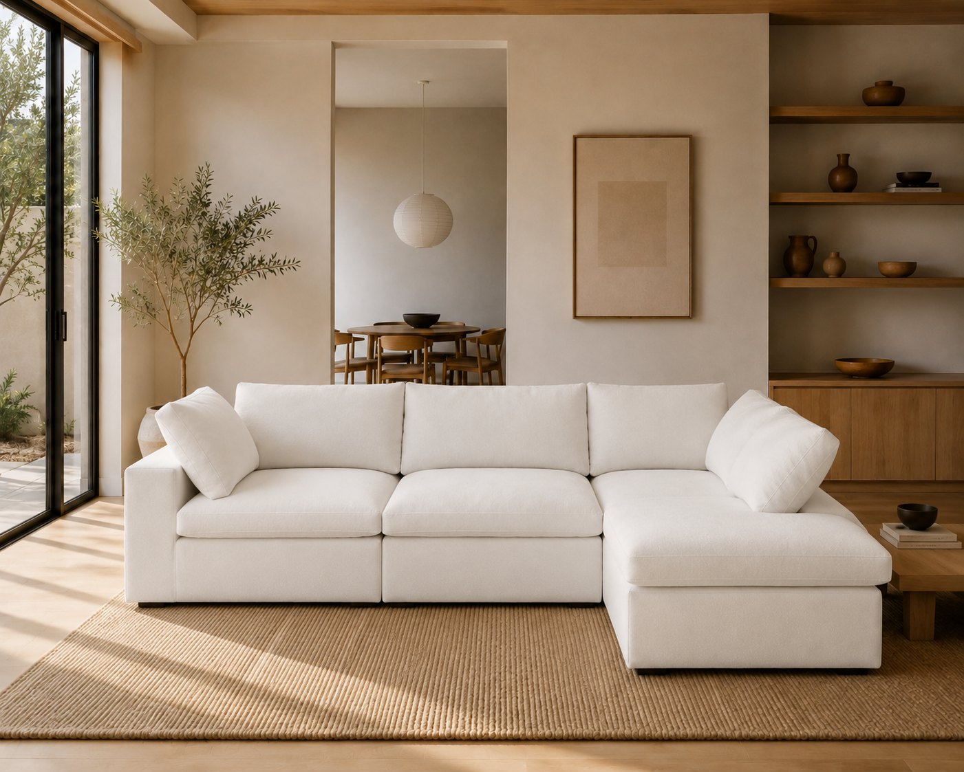 Mirewood Valen 3-Seat L-Shape Machine-Washable Sectional Sofa