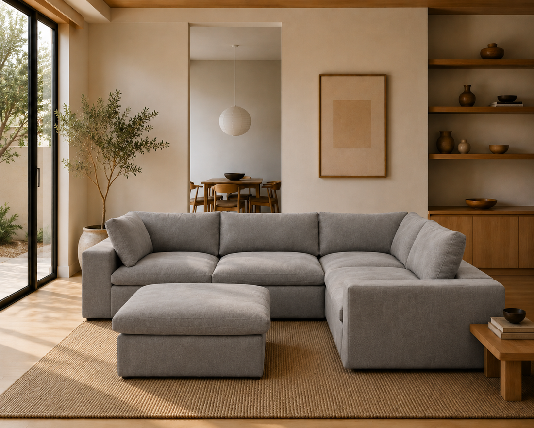 Mirewood Valen 5-Piece Machine-Washable Sectional with Ottoman