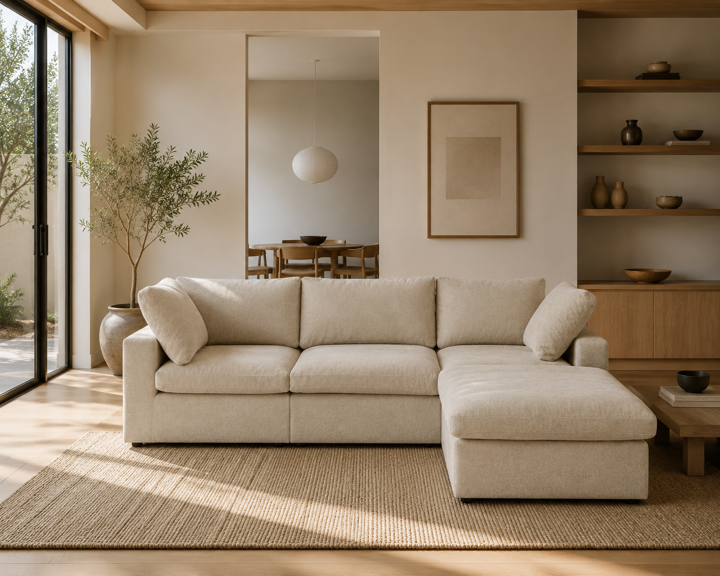 Mirewood Valen 3-Seat L-Shape Machine-Washable Sectional Sofa