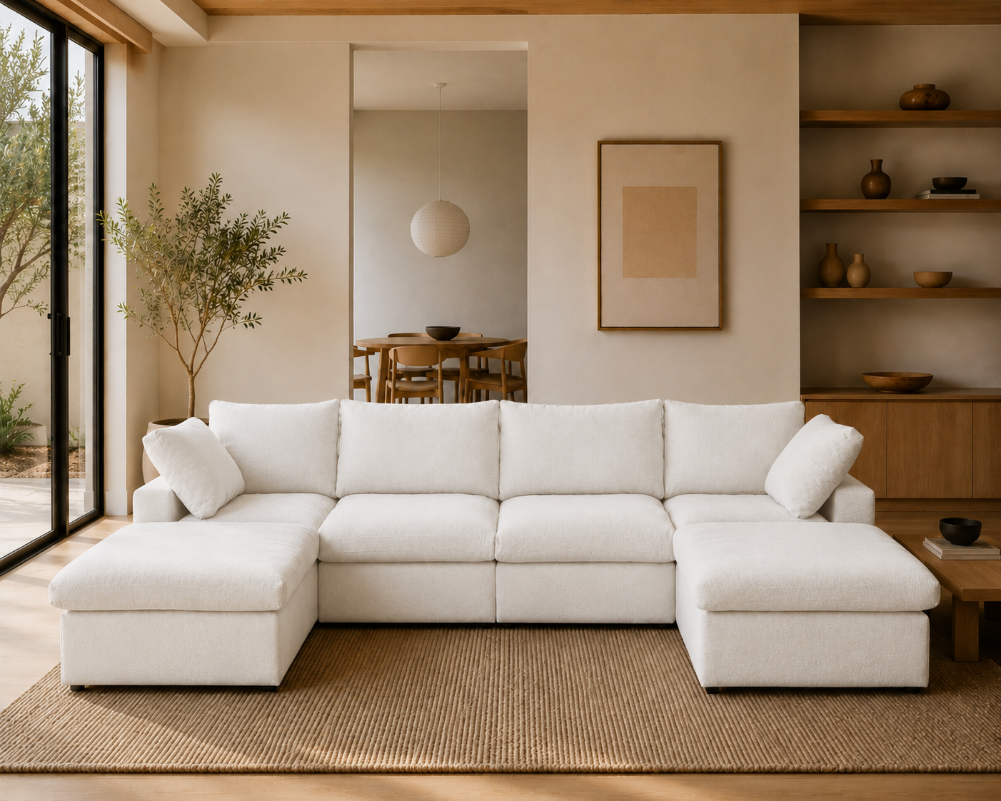 Mirewood Valen 4-Seat U-Shape Machine-Washable Sectional Sofa