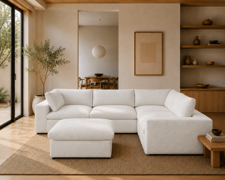 Mirewood Valen 5-Piece Machine-Washable Sectional with Ottoman