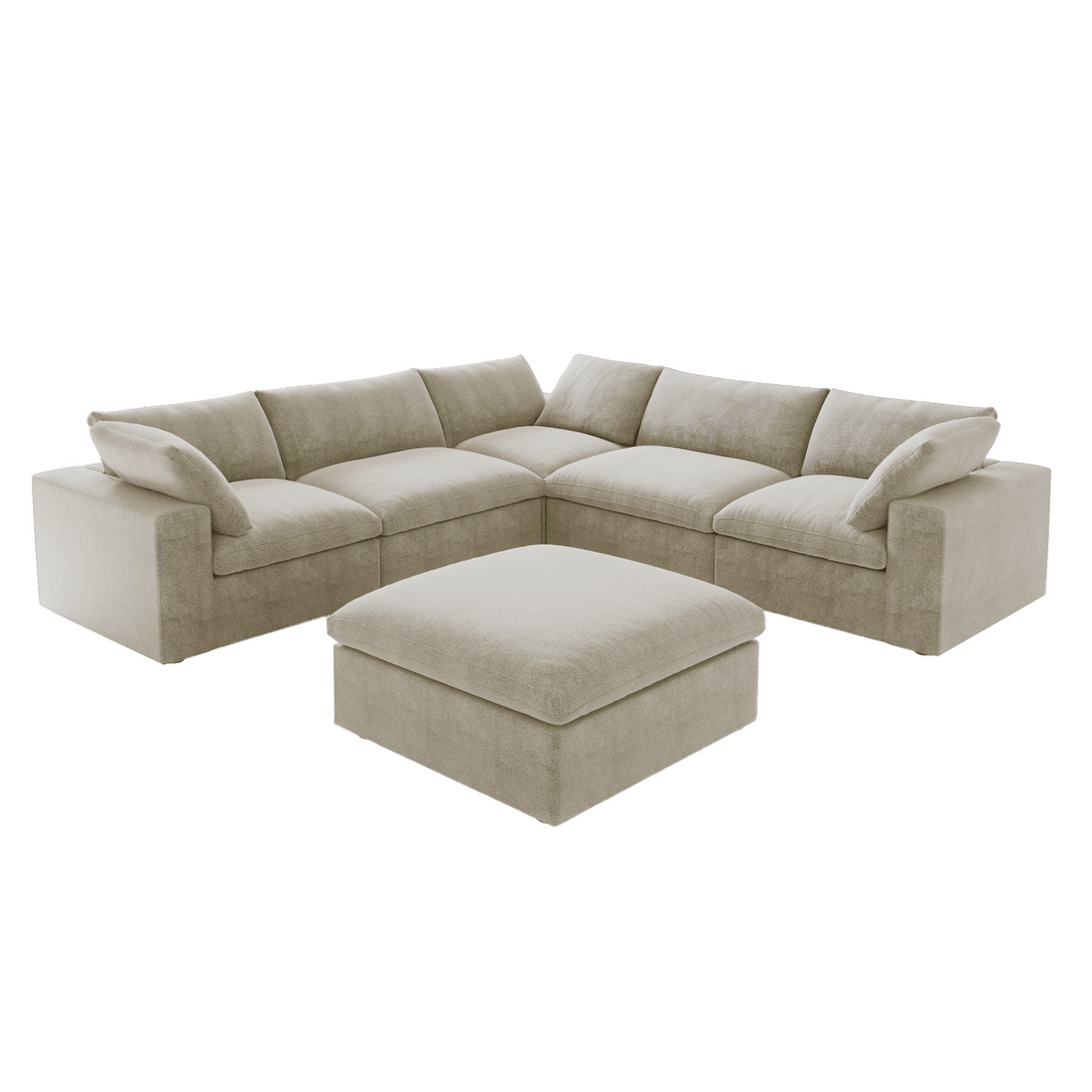 Valen Modular Washable 5 Seater Sectional + Ottoman - Mirewood modular sofa