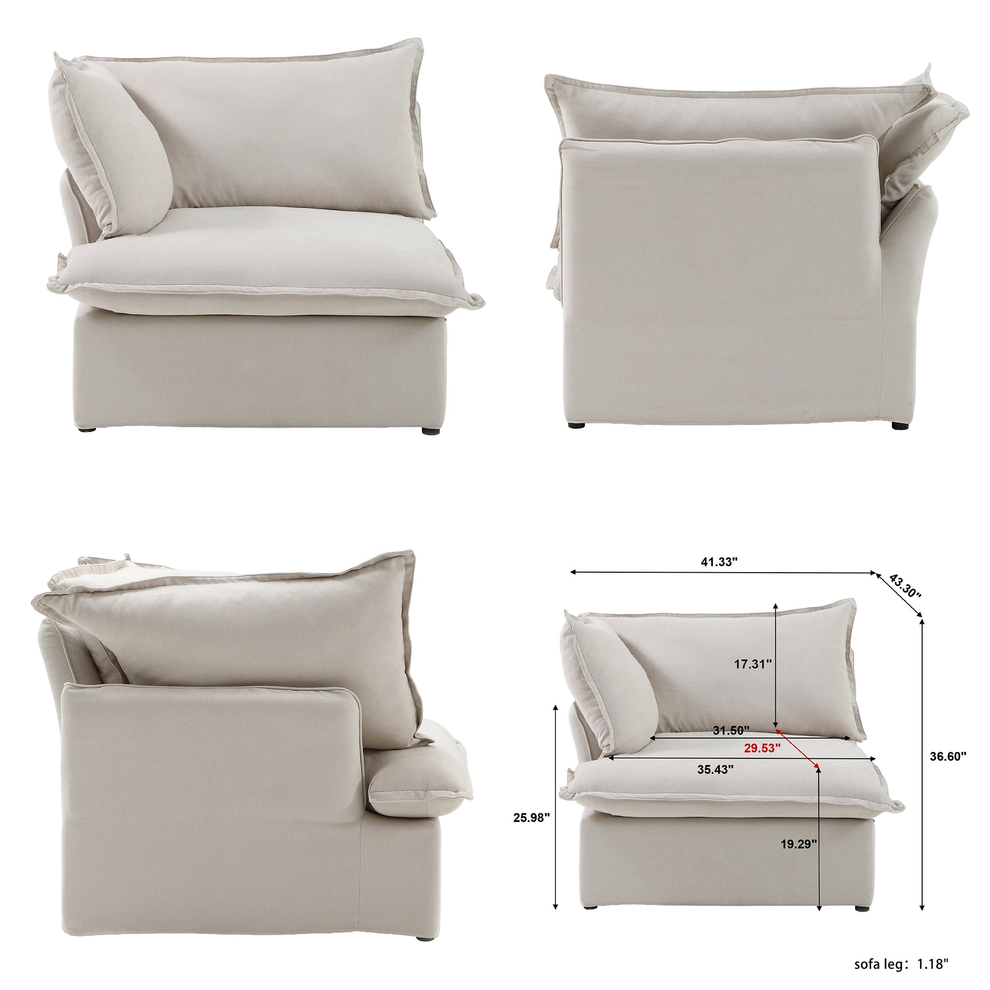 Halo Modular Washable Right Corner Piece - Mirewood modular sofa