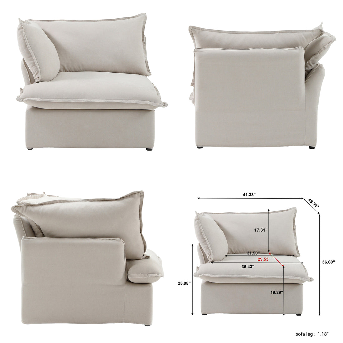 Halo Modular Washable Right Corner Piece - Mirewood modular sofa