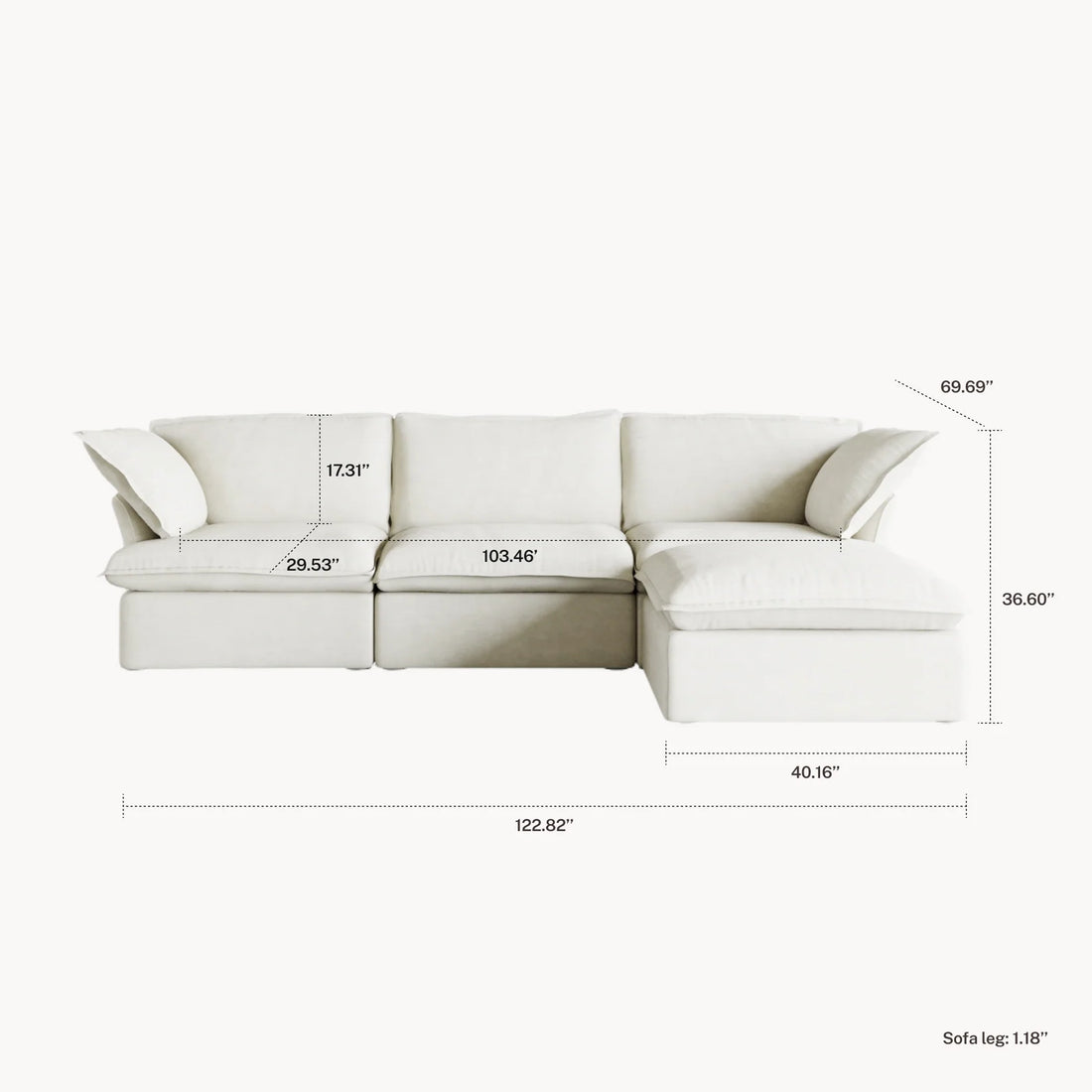 Halo Modular Washable 3 Seater Sectional - Mirewood modular sofa