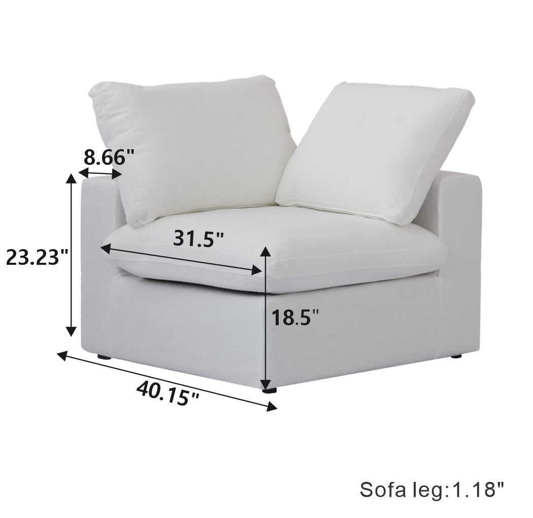 Valen Modular Washable Left Corner Piece dimensions diagram: 40" L X 40" D X 23" H